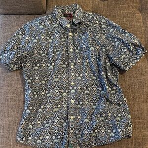 UNTUCKit Men's Short-Sleeve Floral Button-Down Shirt - Navy & White